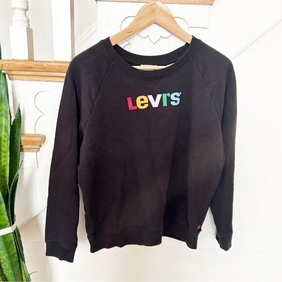 Levi's Black Rainbow Graphic Print Long Sleeve Cotton Blend Sweatshirt Size S - Picture 1 of 6